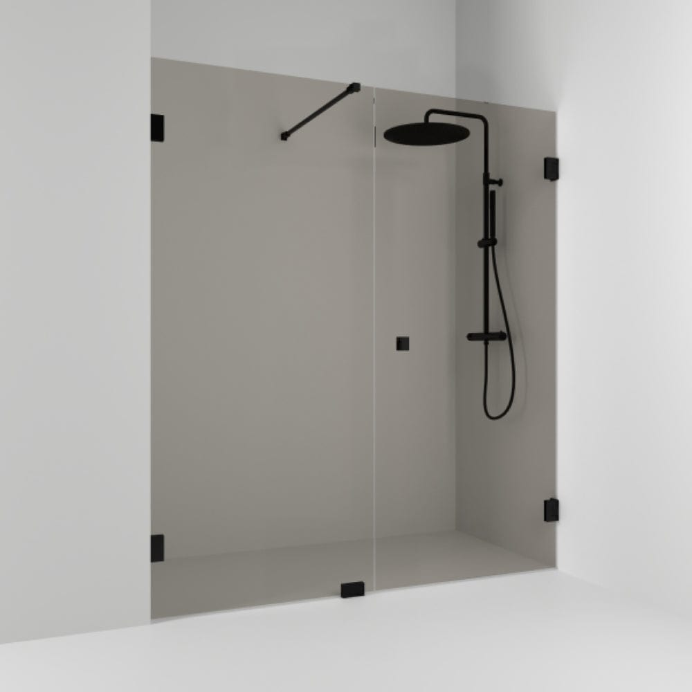 Svedbergs 180° Dusjnisje Kombi (Vegg+dør) Svart Matt / 156,5cm Bronsefarget Glass