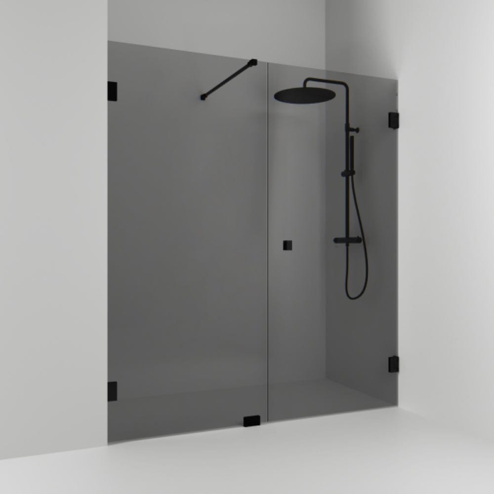 Svedbergs 180° Dusjnisje Kombi (Vegg+dør) Svart Matt / 156,5cm Røykfarget Glass