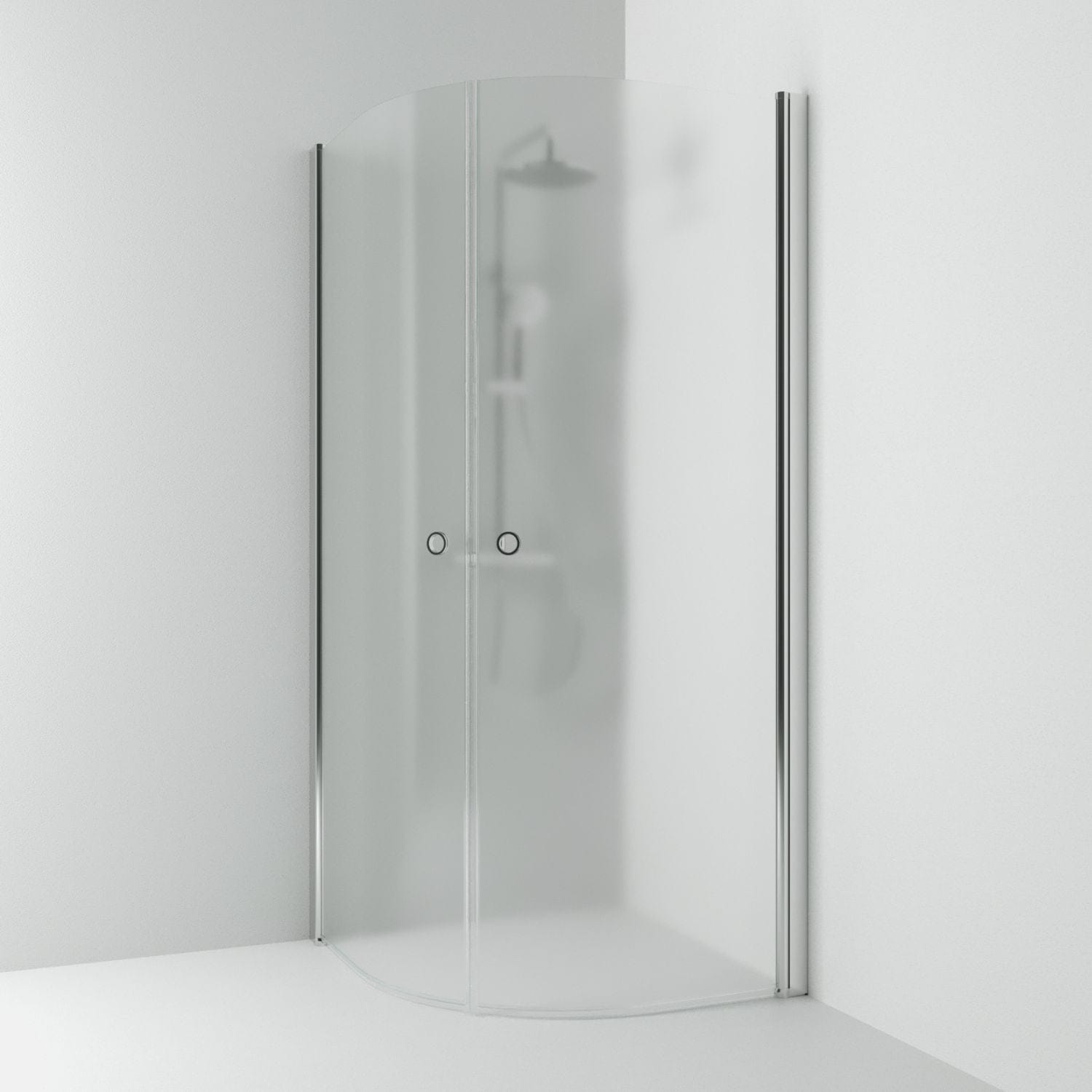 Svedbergs Skoga Dusjhjørne Buet Hullgrep Krom / 80x80cm / Frostet glass Svedbergs Dusjhjørne SV-60608488