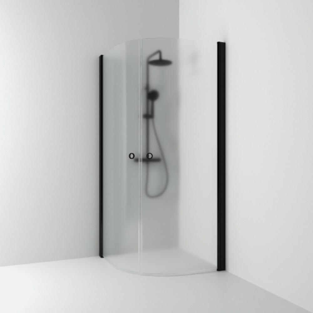 Svedbergs Skoga Dusjhjørne Buet Hullgrep Svart matt / 80x90cm / Frostet glass Svedbergs Dusjhjørne SV-60608289