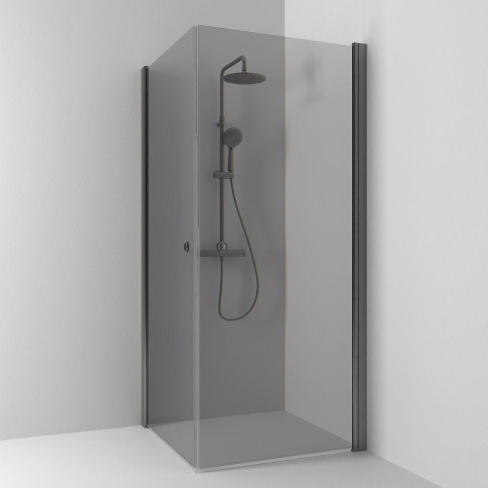 Svedbergs Skoga Dusjhjørne Rett Hullgrep Blyantpenn svart 80x80cm / Røkfarget glass Svedbergs Dusjhjørne SV-63511588