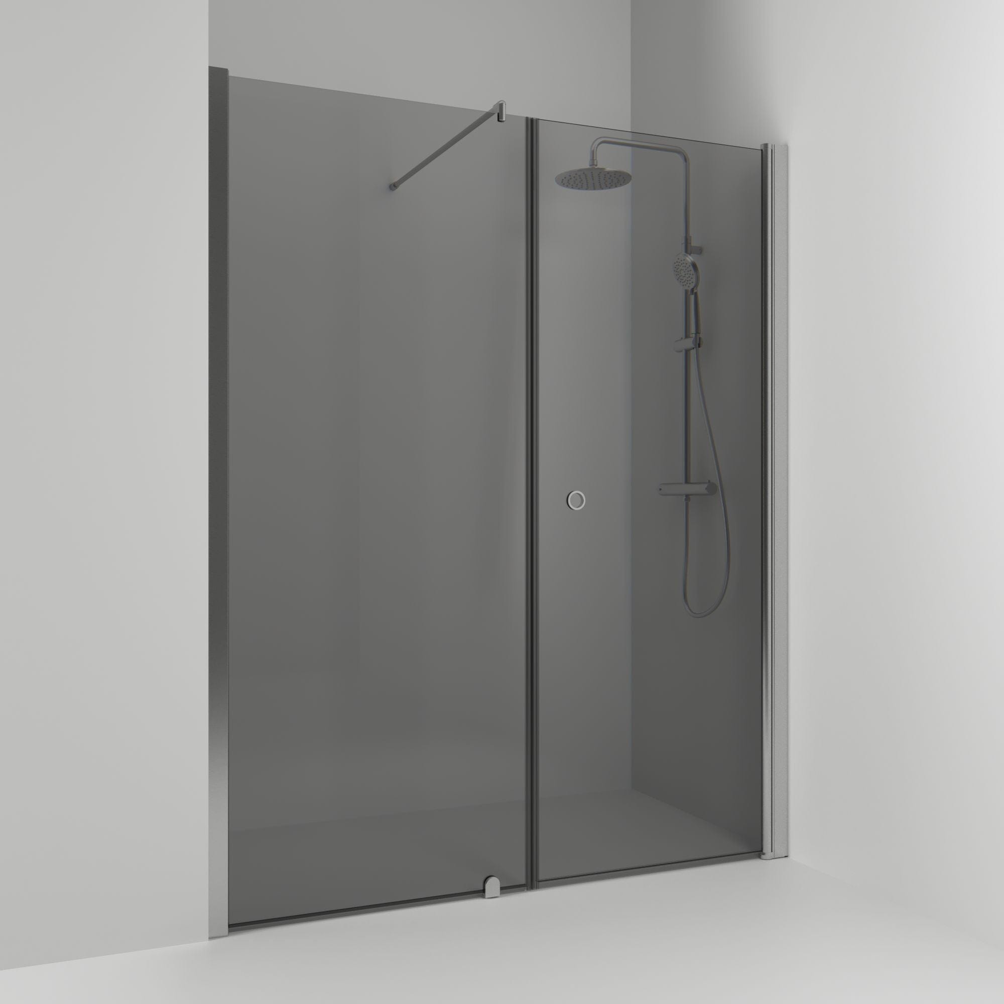 Svedbergs Skoga Dusjnisje Rett Kombi Matt aluminium / 138cm / Røkfarget glass Svedbergs Dusjnisje SV-65911377