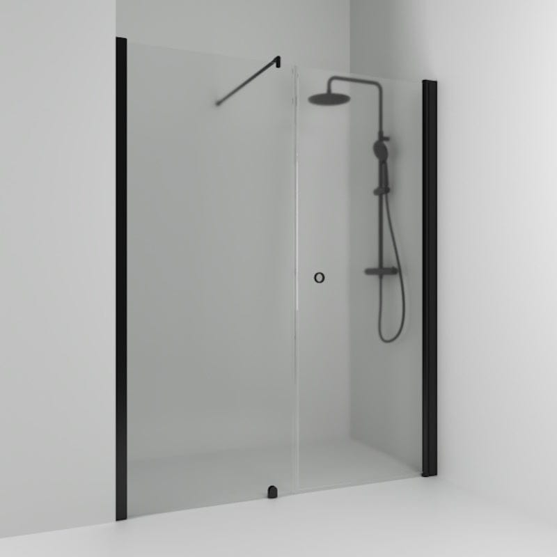 Svedbergs Skoga Dusjnisje Rett Kombi (vegg+dør) Svart matt / 140cm / Frostet glass Svedbergs Dusjnisje SV-61908277