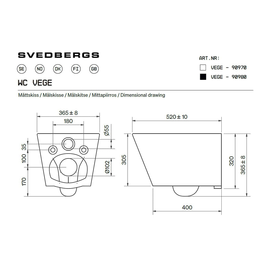 Svedbergs Vege Rimless Vegghengt Toalett Svedbergs Vegghengt toalett