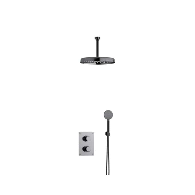 Tapwell ARM7268 Takdusj Innbygging - Takmontert Black chrome / 200mm / Ø300mm Tapwell Dusjsett TA-9428069