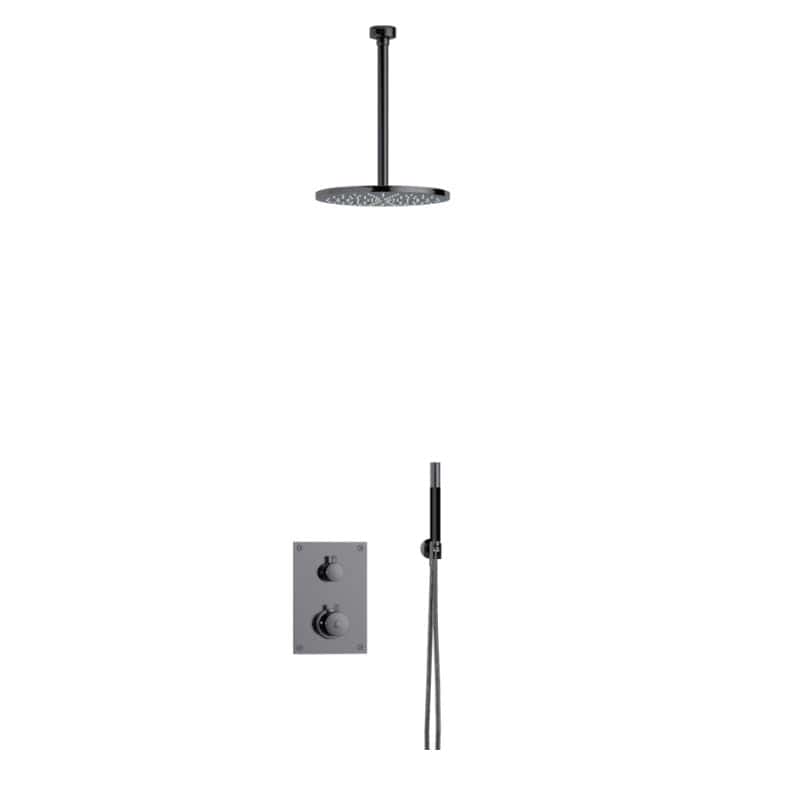 Tapwell BOX7268 Takdusj Innbygging - Takmontert Black chrome / 300mm / Ø250mm Tapwell Blandebatteri innbygging TA-9424978