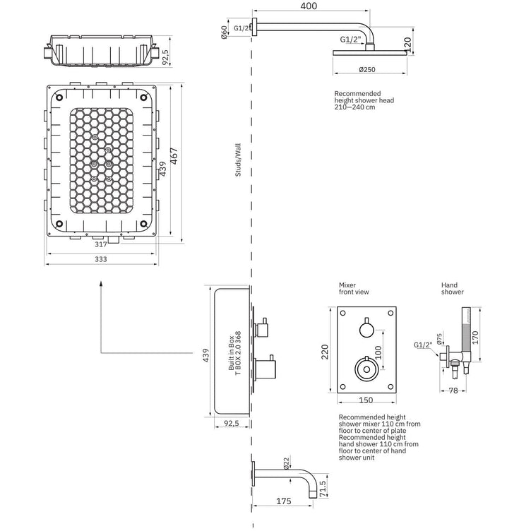 Tapwell BOX7368 ED2 Takdusj Innbygging