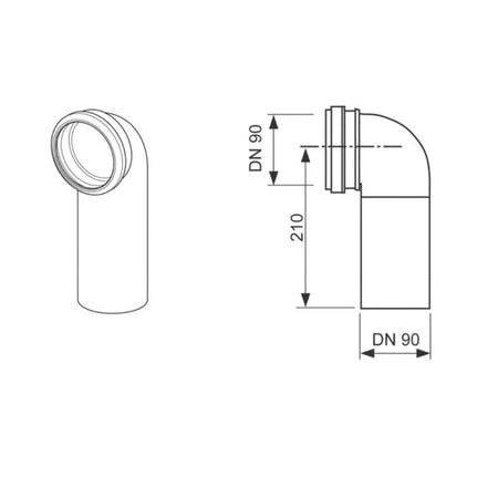 Tece Klosettbend 90° DN 90/90 PE-HD sveisbar