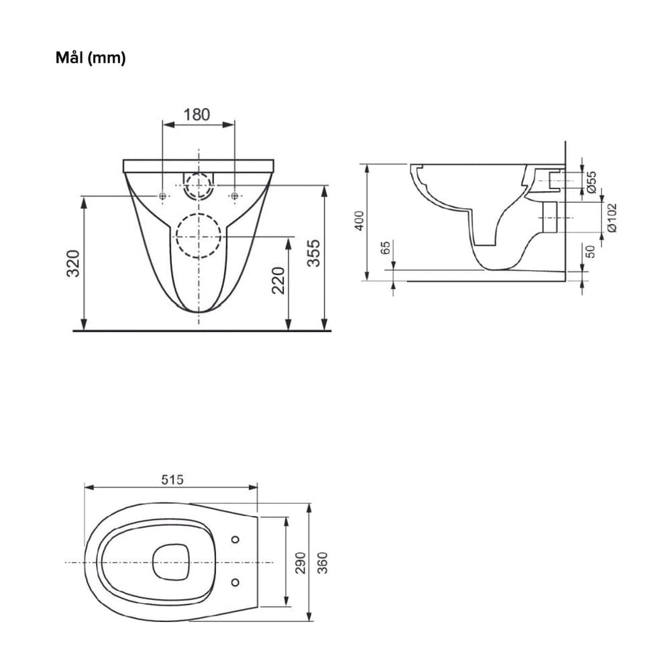 TECE Rimless Vegghengt toalett Hvit Tece Vegghengt toalett TE-6123151