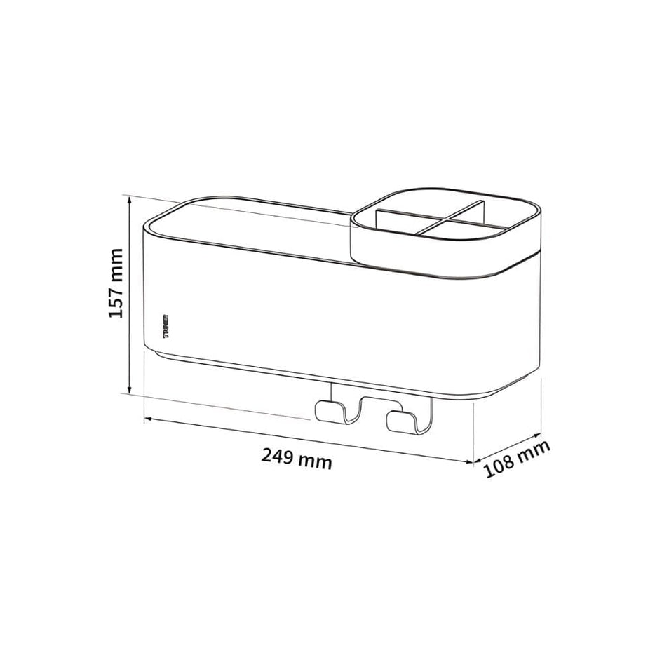 Tiger 2-Store Dusjkurv med Krok og Inndeler Tiger Dusjhylle