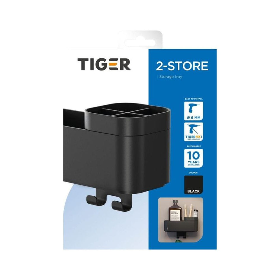 Tiger 2-Store Dusjkurv med Krok og Inndeler Tiger Dusjhylle