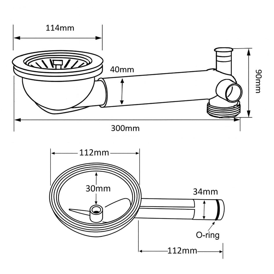 TMC 1 1/2" x 114 mm ventilsett TMC Vannlås HEI-1387099