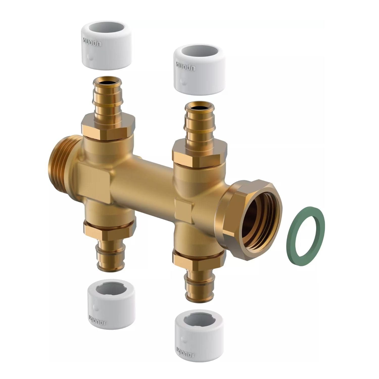 Uponor Q&E DR Fordeler med Løpemutter - 2+2 uttak 50mm Uponor Fordeler tappevann HEI-5111069