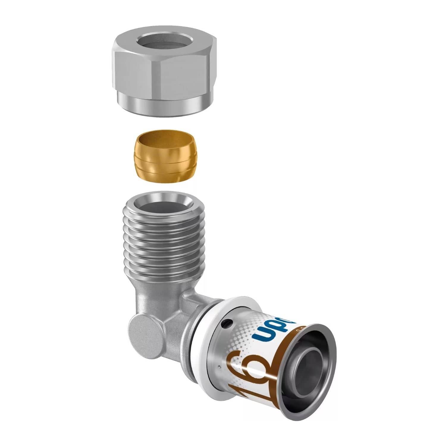 Uponor S-Press Plus 10CU Albue med Utvendig gjenge 16mm-3/8" Uponor Albue pressfitting HEI-5114466