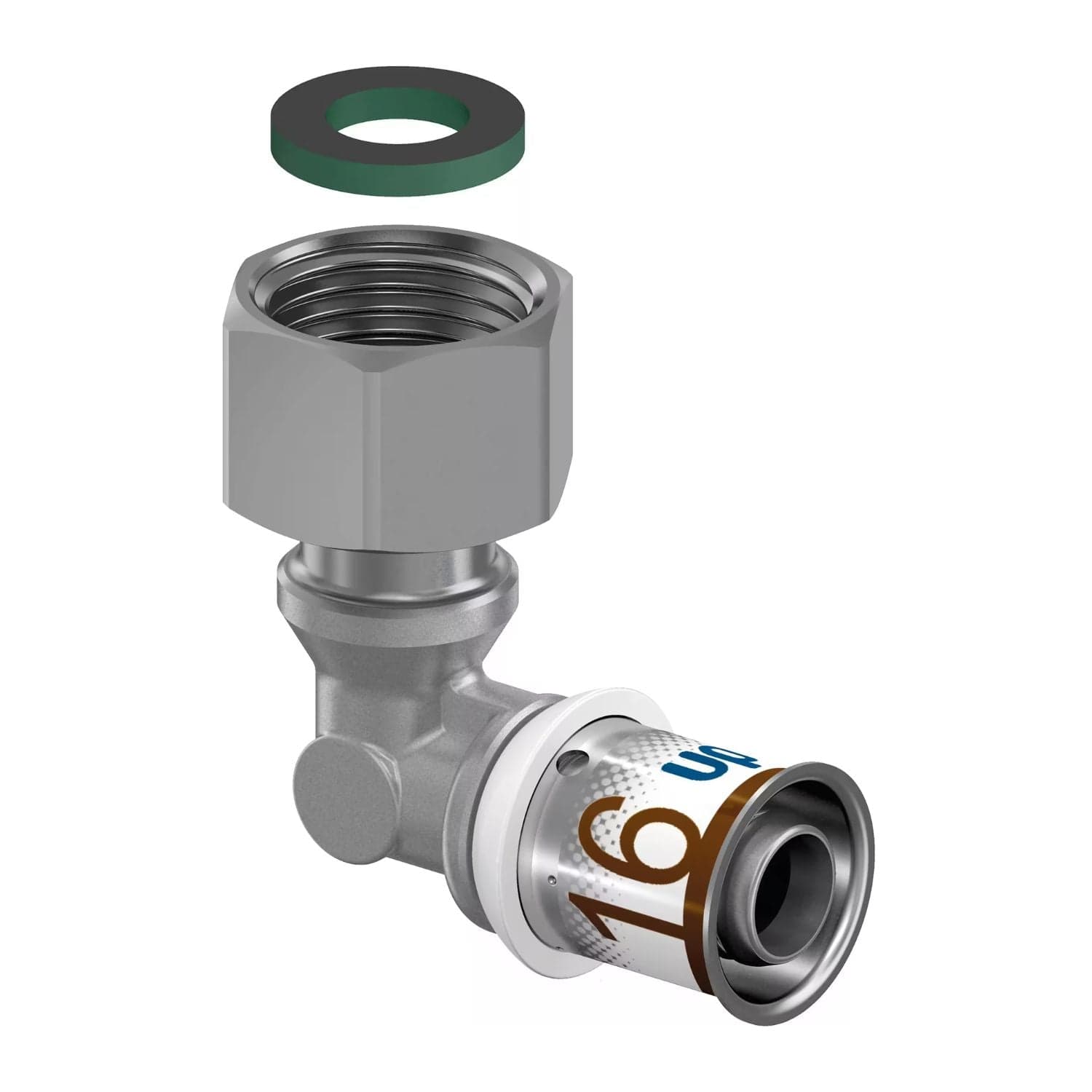 Uponor S-Press Plus Albue med Løpemutter 16mm-3/8" Uponor Albue pressfitting HEI-5114532