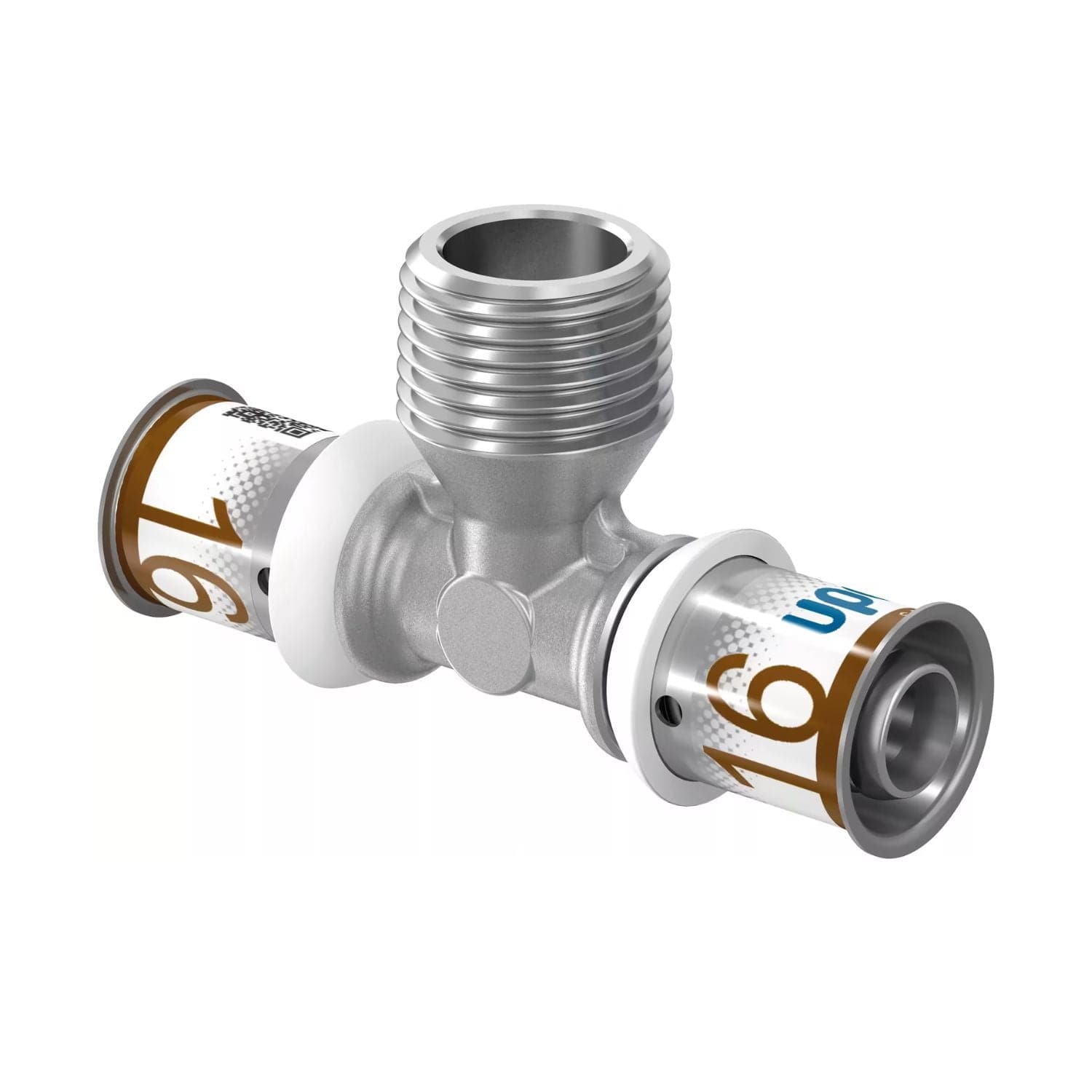 Uponor S-Press Plus T-rør med Utvendig gjenge 16mm-1/2" Uponor T-rør pressfitting HEI-5114511