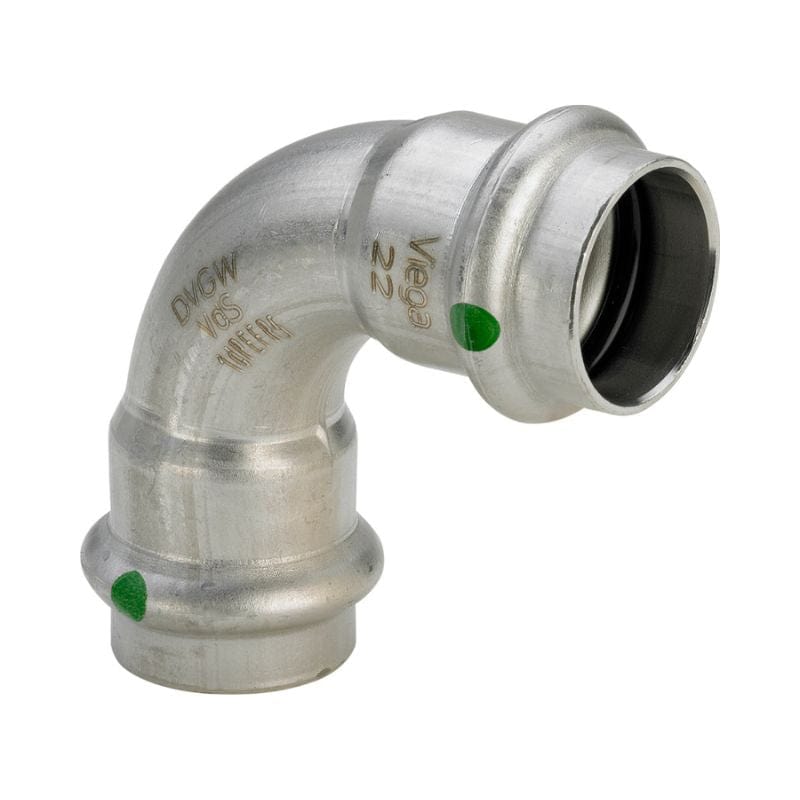 Viega Sanpress Inox Bend pressfitting med 2 muffe 15mm / 90° Viega Bend pressfitting GRO-5043807