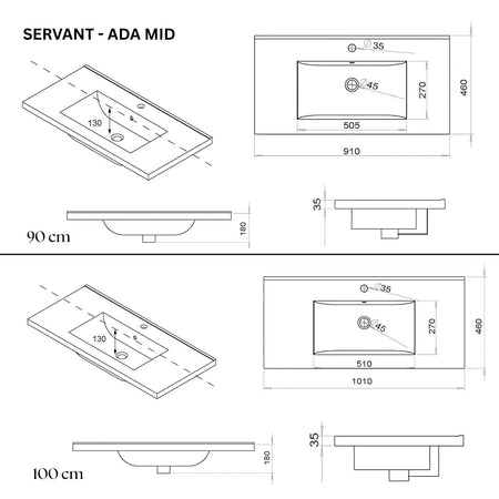 OUTLET: VikingBad ADA D46 Møbelservant B60-120cm