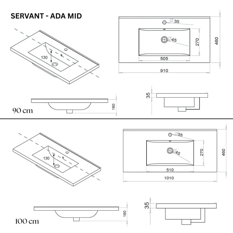 OUTLET: VikingBad ADA D46 Møbelservant B60-120cm