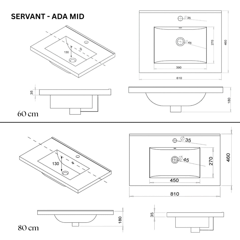 VikingBad ADA D46 Møbelservant B60-120cm VikingBad Møbelservant