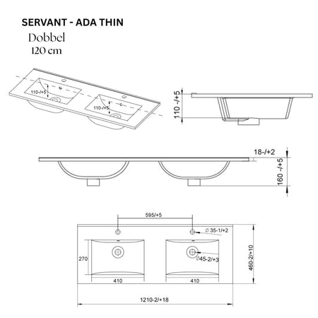 VikingBad ADA D46 Møbelservant B60-120cm