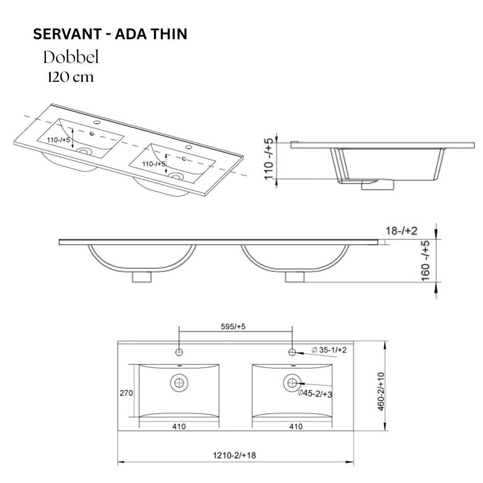 VikingBad ADA D46 Møbelservant B60-120cm VikingBad Møbelservant