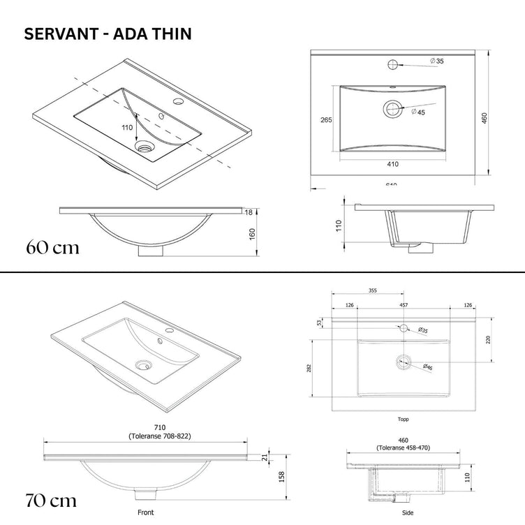 VikingBad ADA D46 Møbelservant B60-120cm