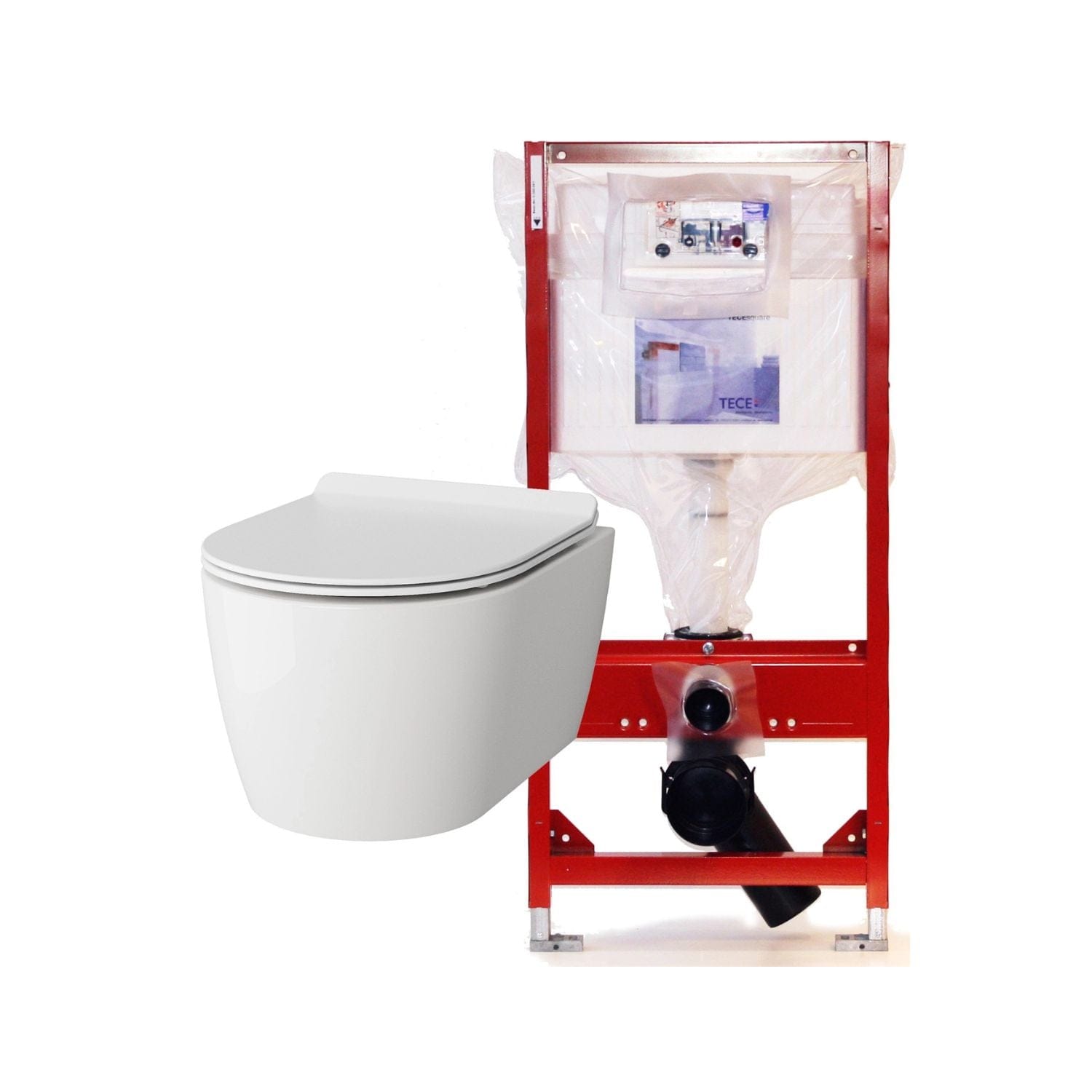 VikingBad Aida Kompakt Toalettpakke veggskål D49cm, soft-close sete og TECE sisterne Hvit / Slim soft-close / Ja VikingBad Toalettpakker VB-114114