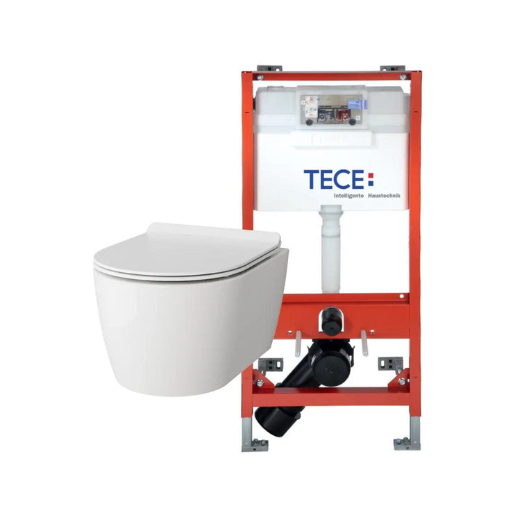 Vikingbad Aida Kompakt Toalettpakke veggskål D49cm, soft-close sete og TECE sisterne