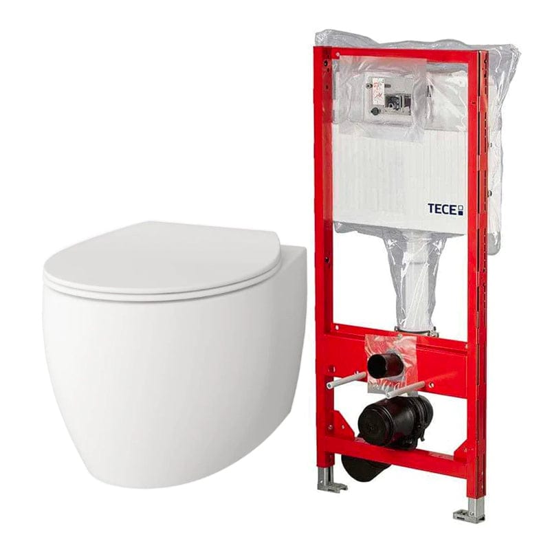 VikingBad Ciba Toalettpakke: veggskål D53, soft-close sete og TECE sisterne Hvit matt / Slim soft-close / Ja VikingBad Toalettpakker VB-114954