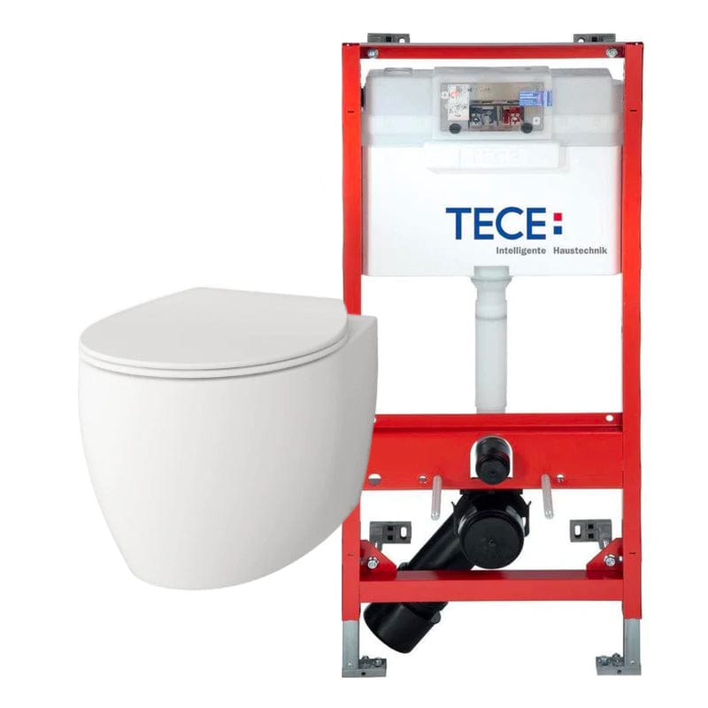 VikingBad Ciba Toalettpakke: veggskål D53, soft-close sete og TECE sisterne Hvit matt / Slim soft-close / Nei VikingBad Toalettpakker VB-114955