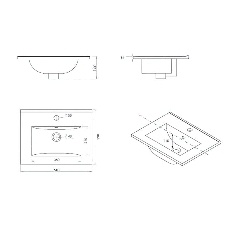 VikingBad ELI 50 SLIM Servantskap med BEA servant Hvit matt / 50cm VikingBad Servantskap VB-116536