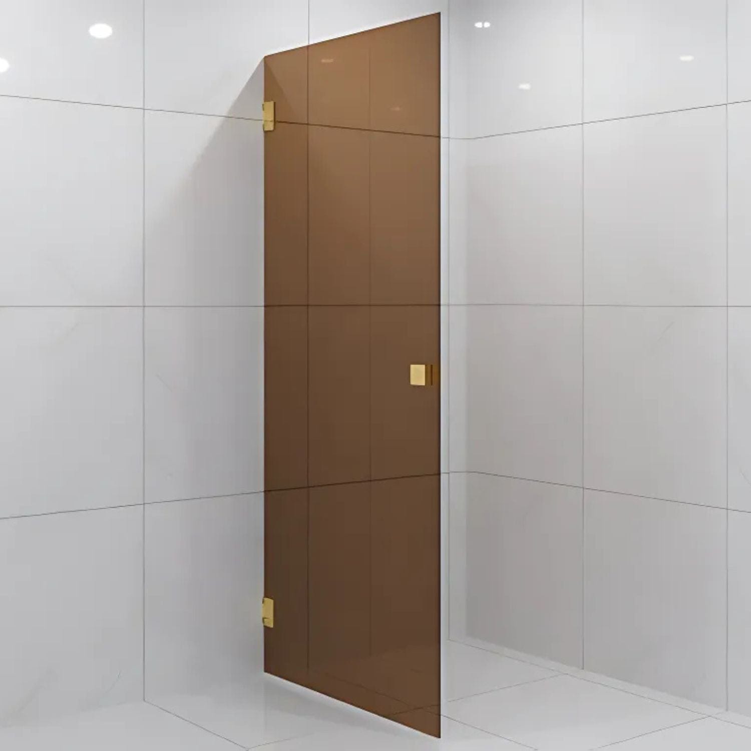 VikingBad Emil Dusjdør Rett - Farget glass Gull / 90cm / Bronse glass VikingBad Dusjdør VB-117877