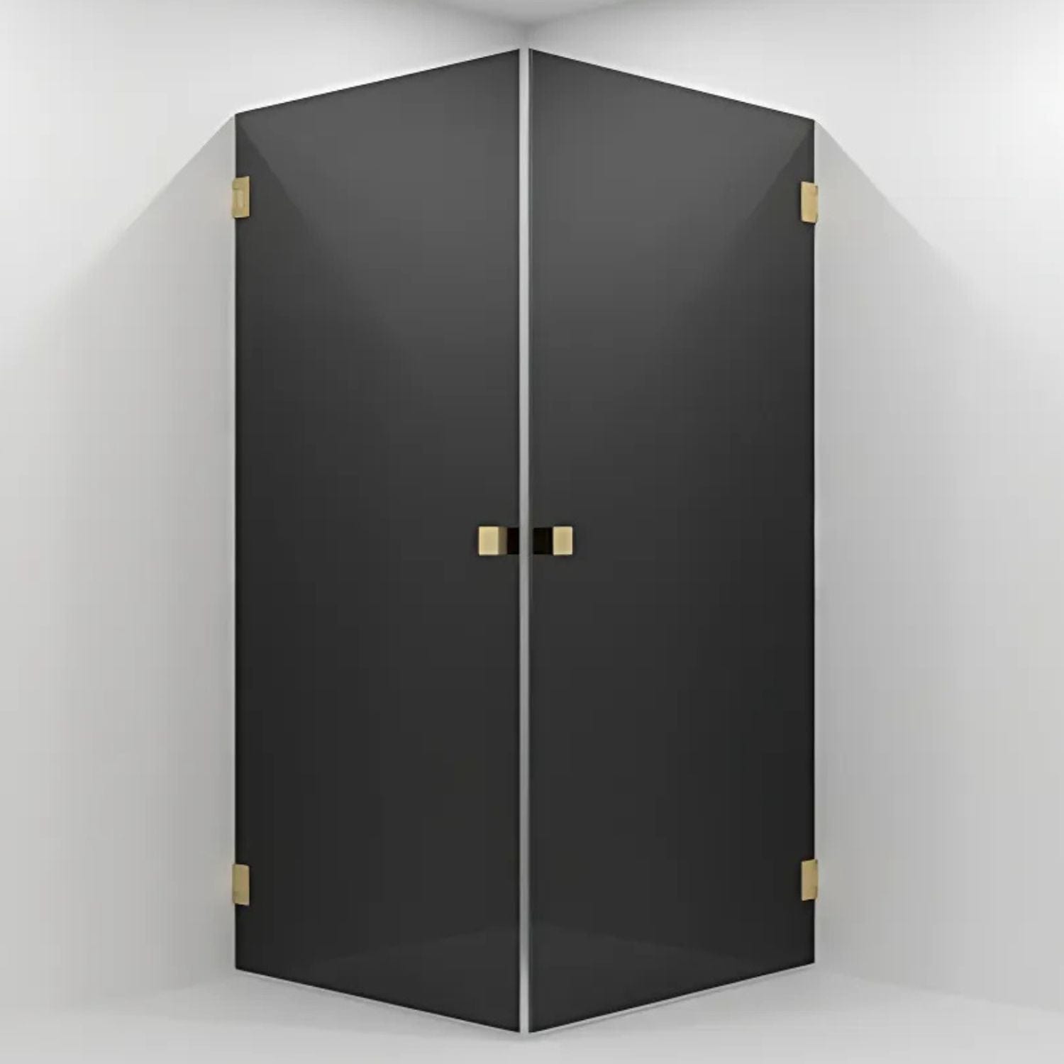 VikingBad Emil Dusjhjørne Rett - Farget glass Børstet messing / 100x100cm / Sotet glass VikingBad Dusjhjørne VB-118700