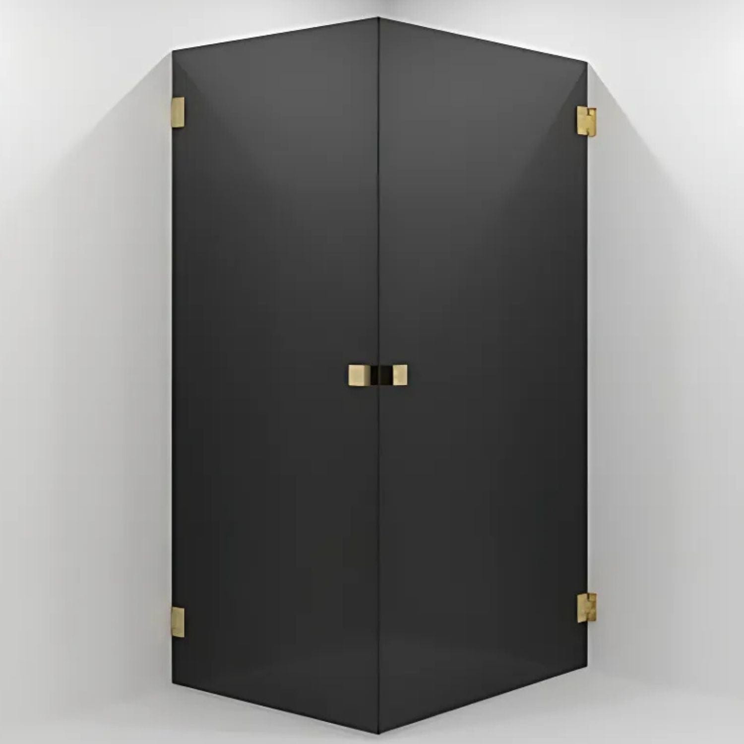 VikingBad Emil Dusjhjørne Rett - Farget glass Børstet messing / 90x100cm / Sotet glass VikingBad Dusjhjørne VB-118730