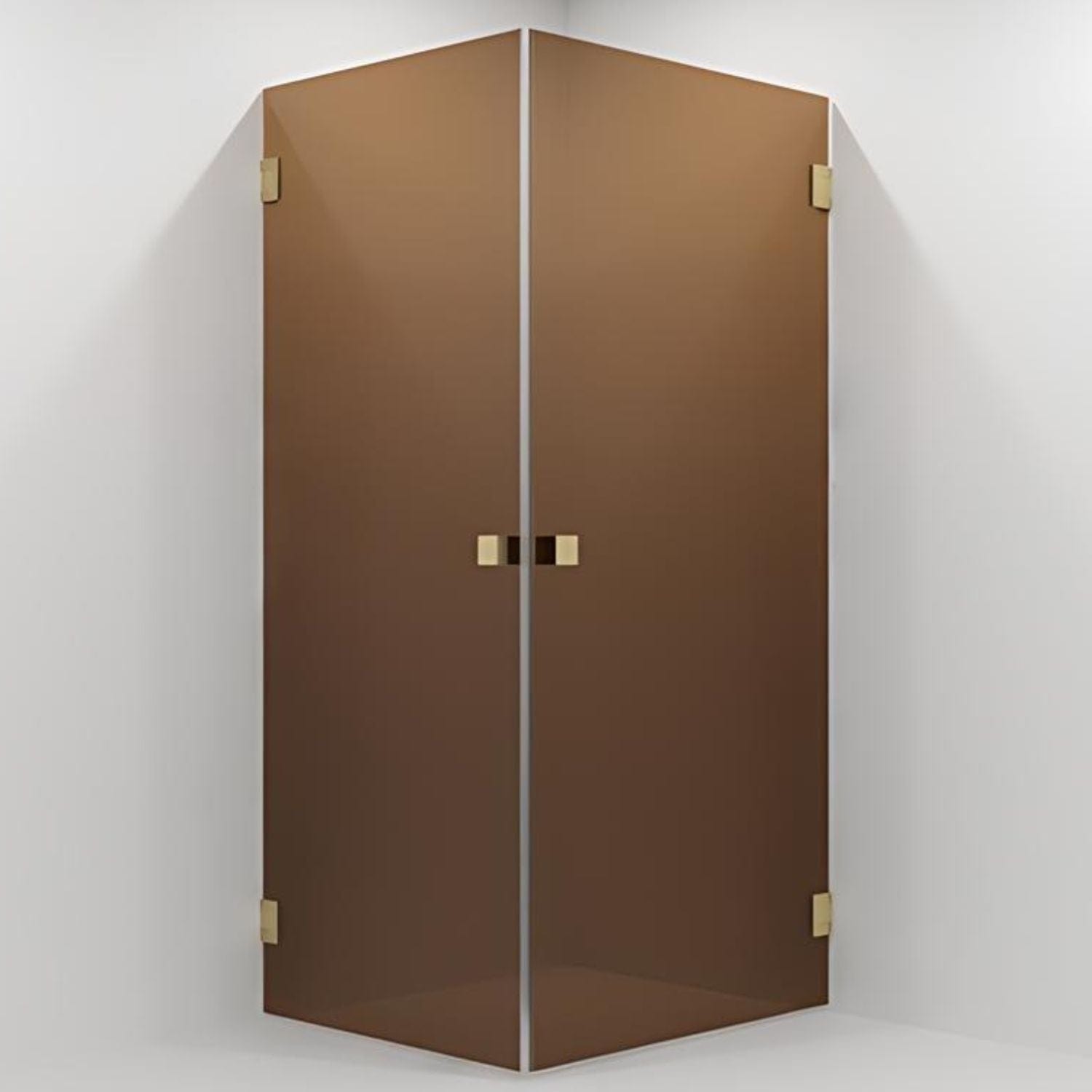 VikingBad Emil Dusjhjørne Rett - Farget glass Børstet messing / 90x90cm / Bronse glass VikingBad Dusjhjørne VB-118733