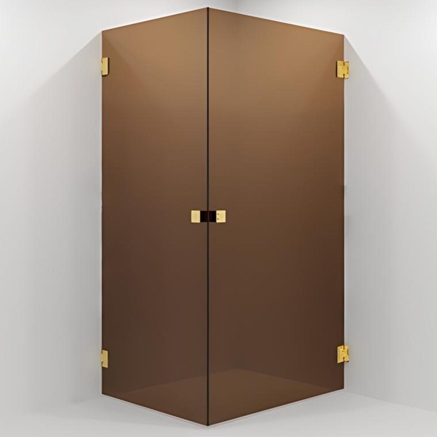 VikingBad Emil Dusjhjørne Rett - Farget glass Gull / 90x100cm / Bronse glass VikingBad Dusjhjørne VB-117910