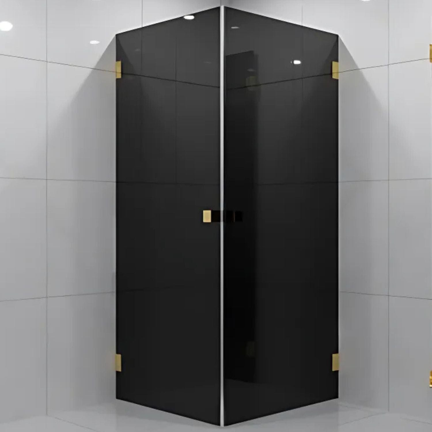 VikingBad Emil Dusjhjørne Rett - Farget glass Gull / 90x90cm / Sotet glass VikingBad Dusjhjørne VB-117903