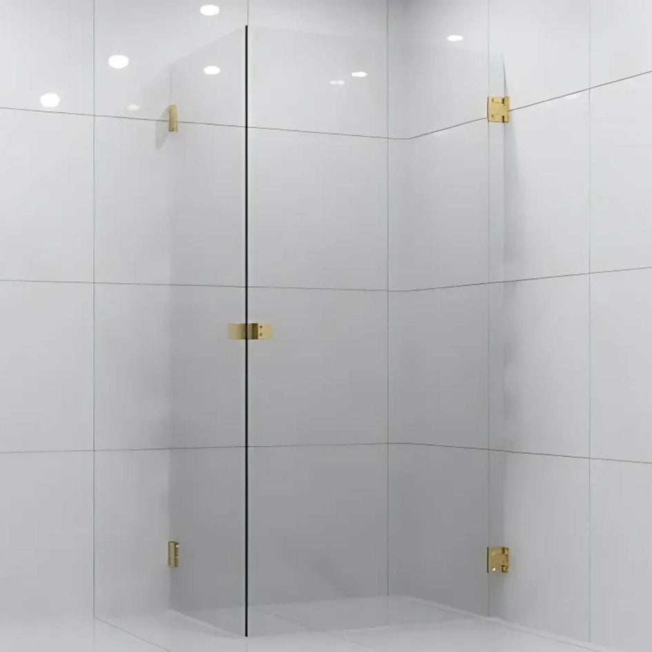 VikingBad EMIL Dusjhjørne Rett H200cm Børstet messing / 70x100cm / Klart glass VikingBad Dusjhjørne VB-118703