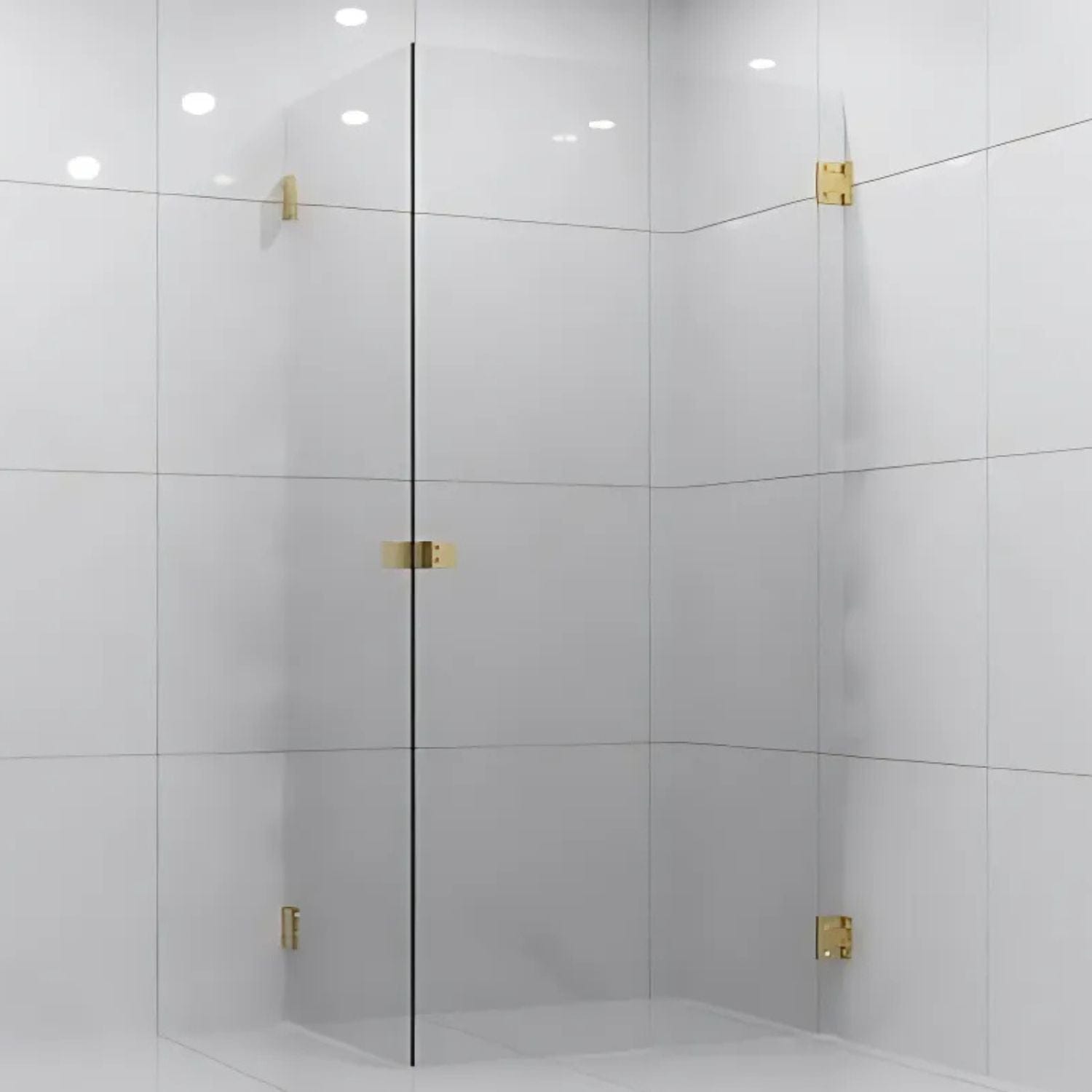 VikingBad EMIL Dusjhjørne Rett H200cm Børstet messing / 70x100cm / Klart glass VikingBad Dusjhjørne VB-118703