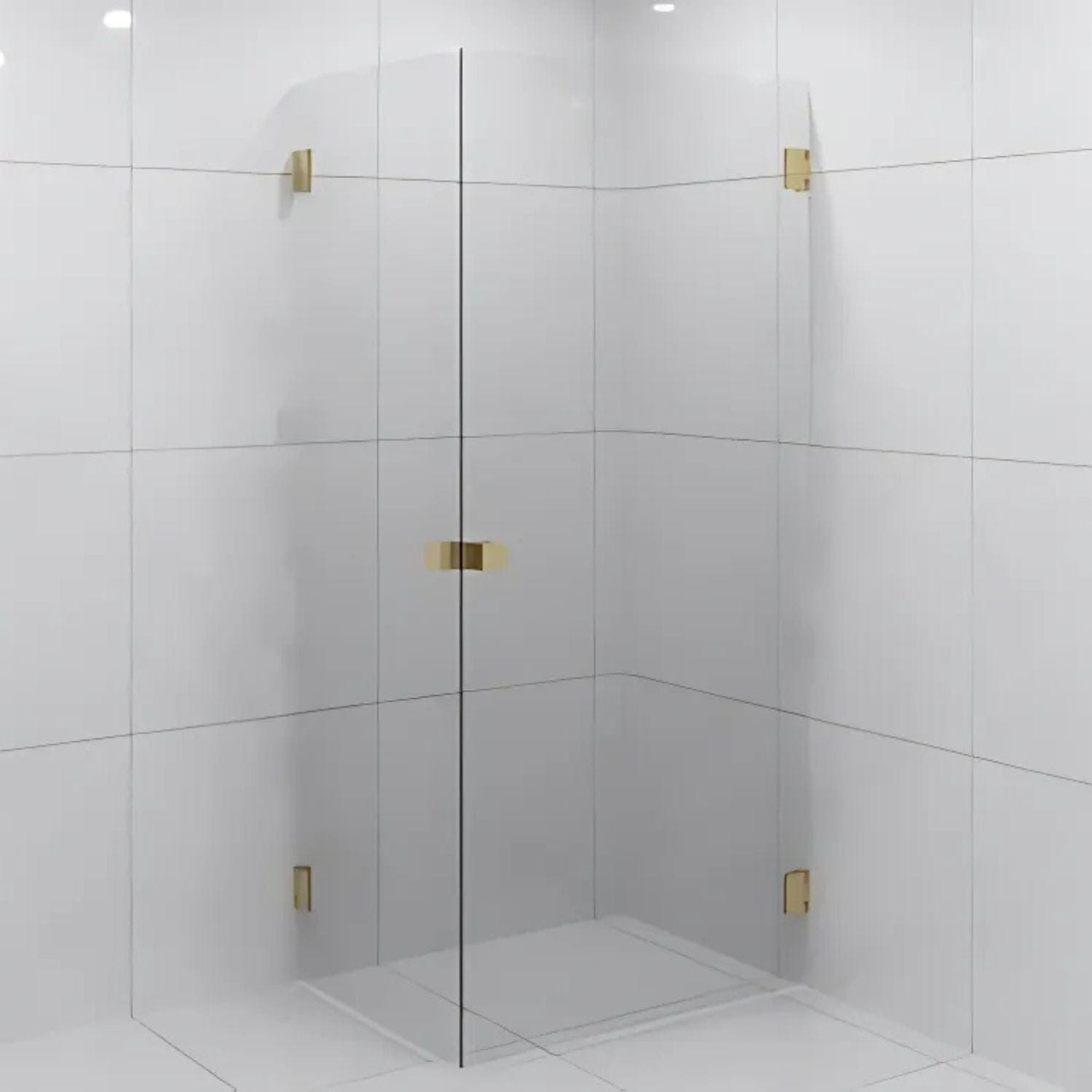 VikingBad EMIL Dusjhjørne Rett H200cm Børstet messing / 70x90cm / Klart glass VikingBad Dusjhjørne VB-118712