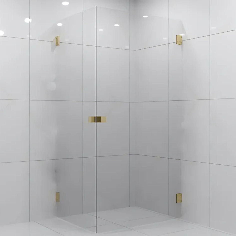 VikingBad EMIL Dusjhjørne Rett H200cm Børstet messing / 80x100cm / Klart glass VikingBad Dusjhjørne VB-118715