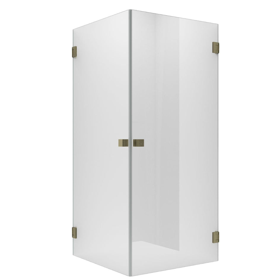 VikingBad EMIL Dusjhjørne Rett H200cm Børstet messing / 80x80cm / Klart glass VikingBad Dusjhjørne VB-118718