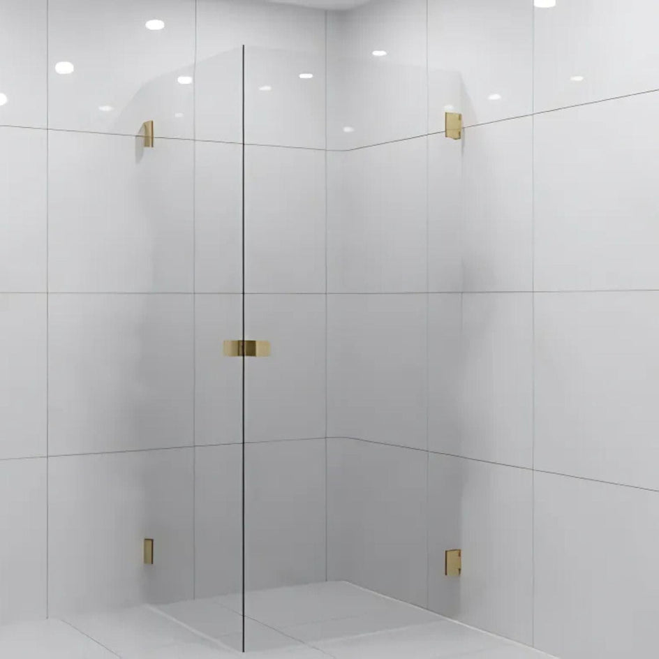 VikingBad EMIL Dusjhjørne Rett H200cm Børstet messing / 80x90cm / Klart glass VikingBad Dusjhjørne VB-118721