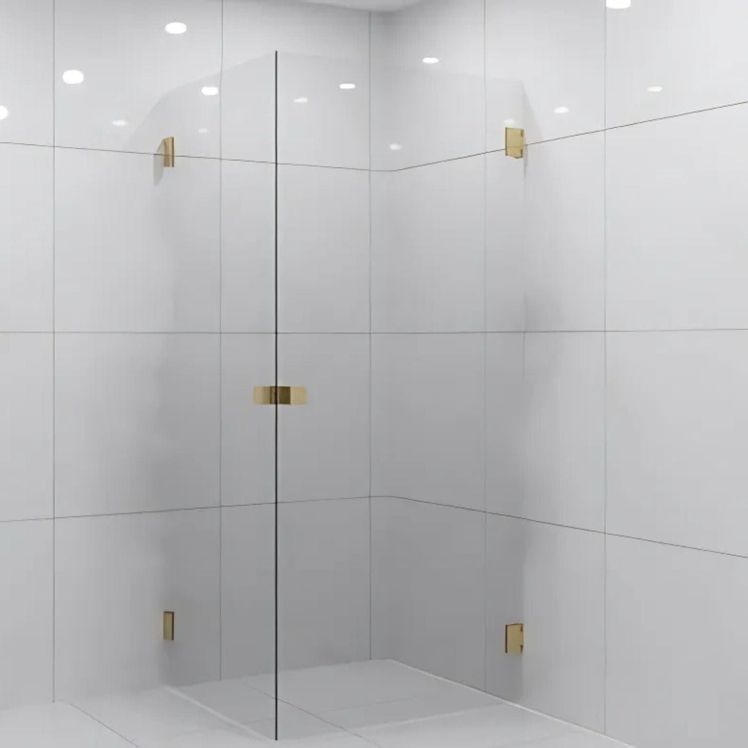 VikingBad EMIL Dusjhjørne Rett H200cm Børstet messing / 80x90cm / Klart glass VikingBad Dusjhjørne VB-118721