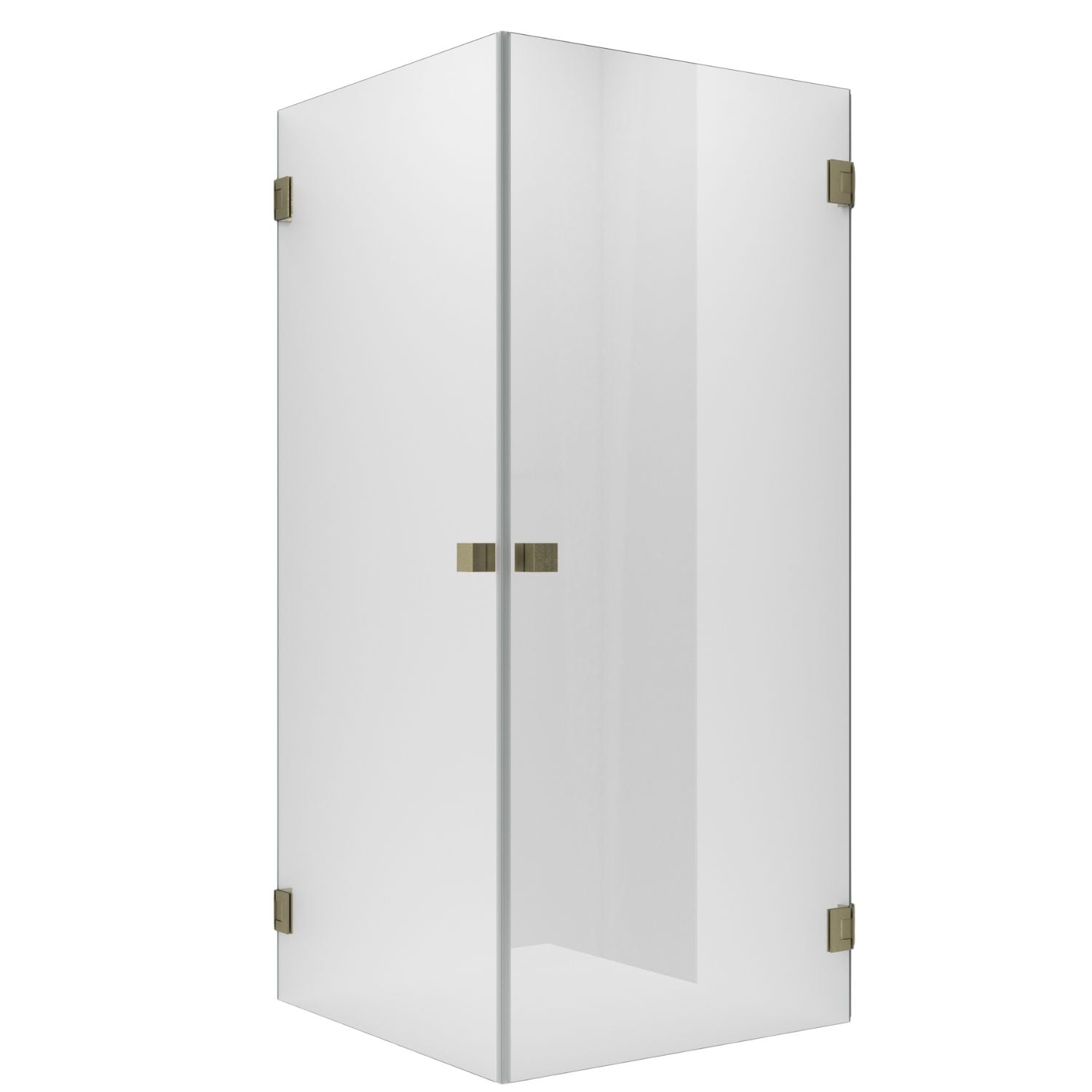 VikingBad EMIL Dusjhjørne Rett H200cm Børstet messing / 90x100cm / Klart glass VikingBad Dusjhjørne VB-118727