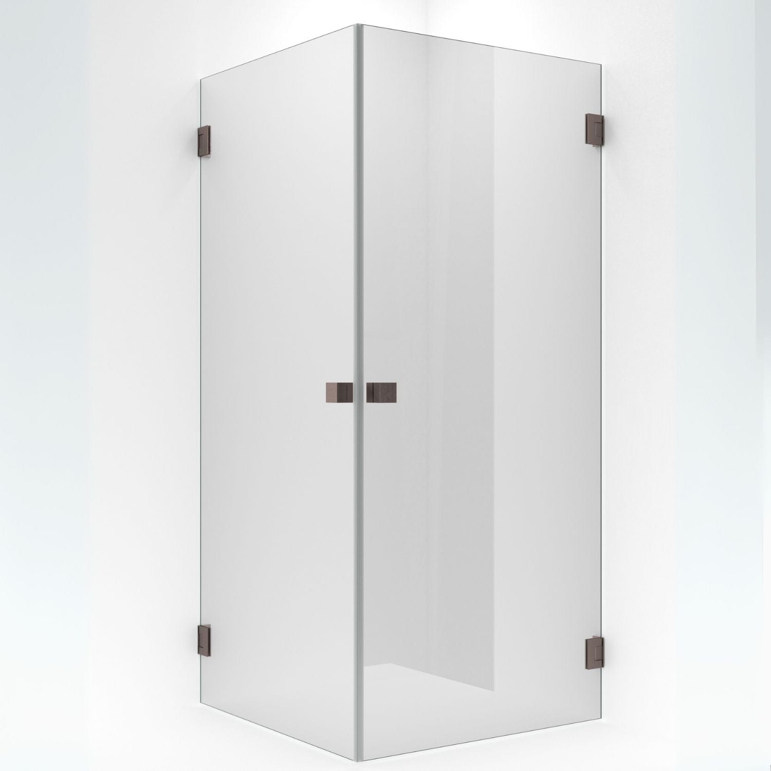 VikingBad EMIL Dusjhjørne Rett H200cm Børstet roségull / 100x100cm / Klart glass VikingBad Dusjhjørne VB-118695