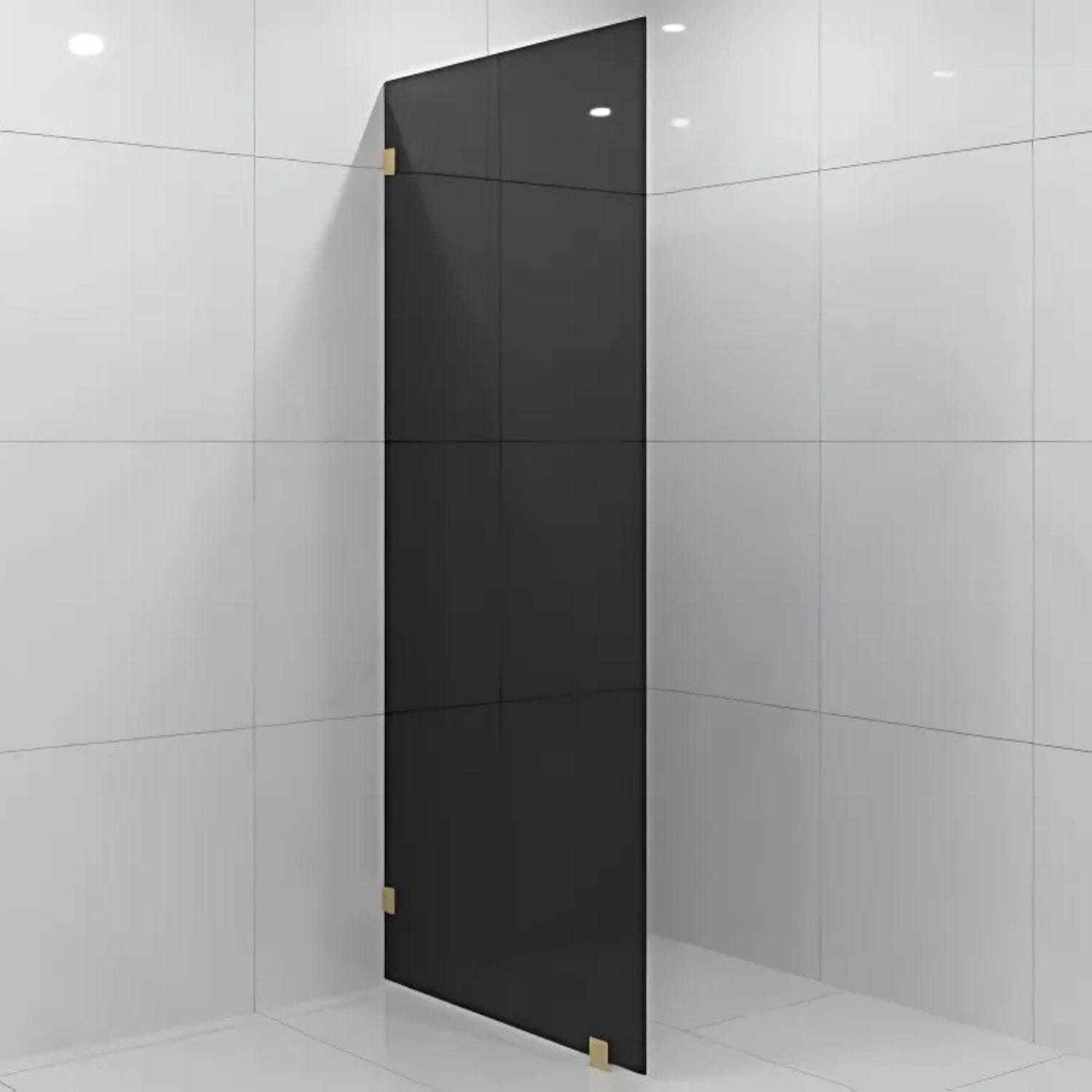 VikingBad Emil Glassfelt - Farget glass Børstet messing / 90cm / Sotet glass VikingBad Dusjvegg VB-118765