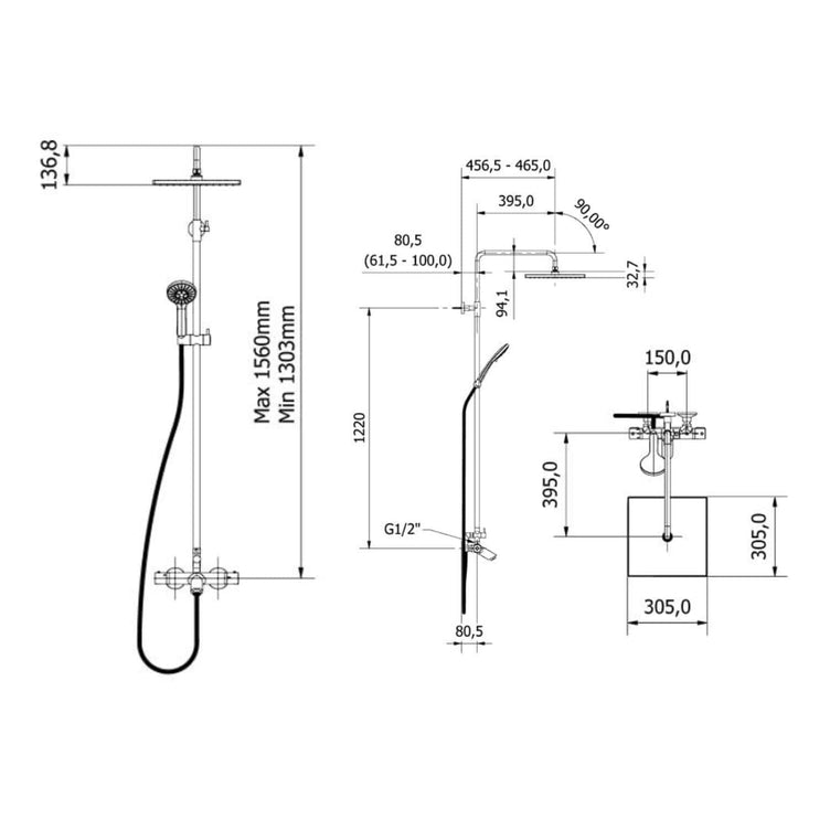 VikingBad Falk Rett Takdusj for badekar