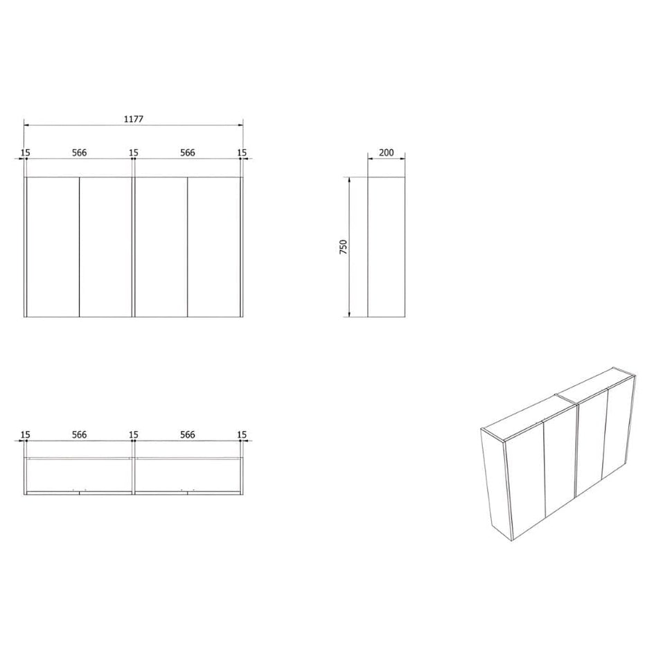 VikingBad Fay Dobbel Veggskap uten Speil VikingBad Sideskap bad